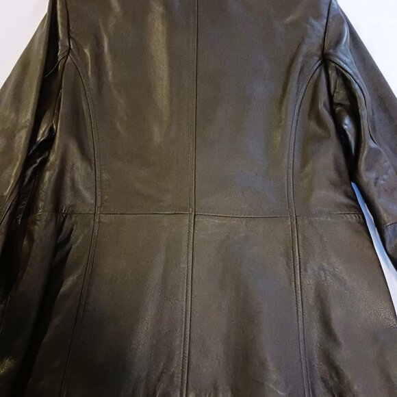 Women's Size Large Liz Claiborne Leather Dark Brown Jacket - Picture 6 of 10